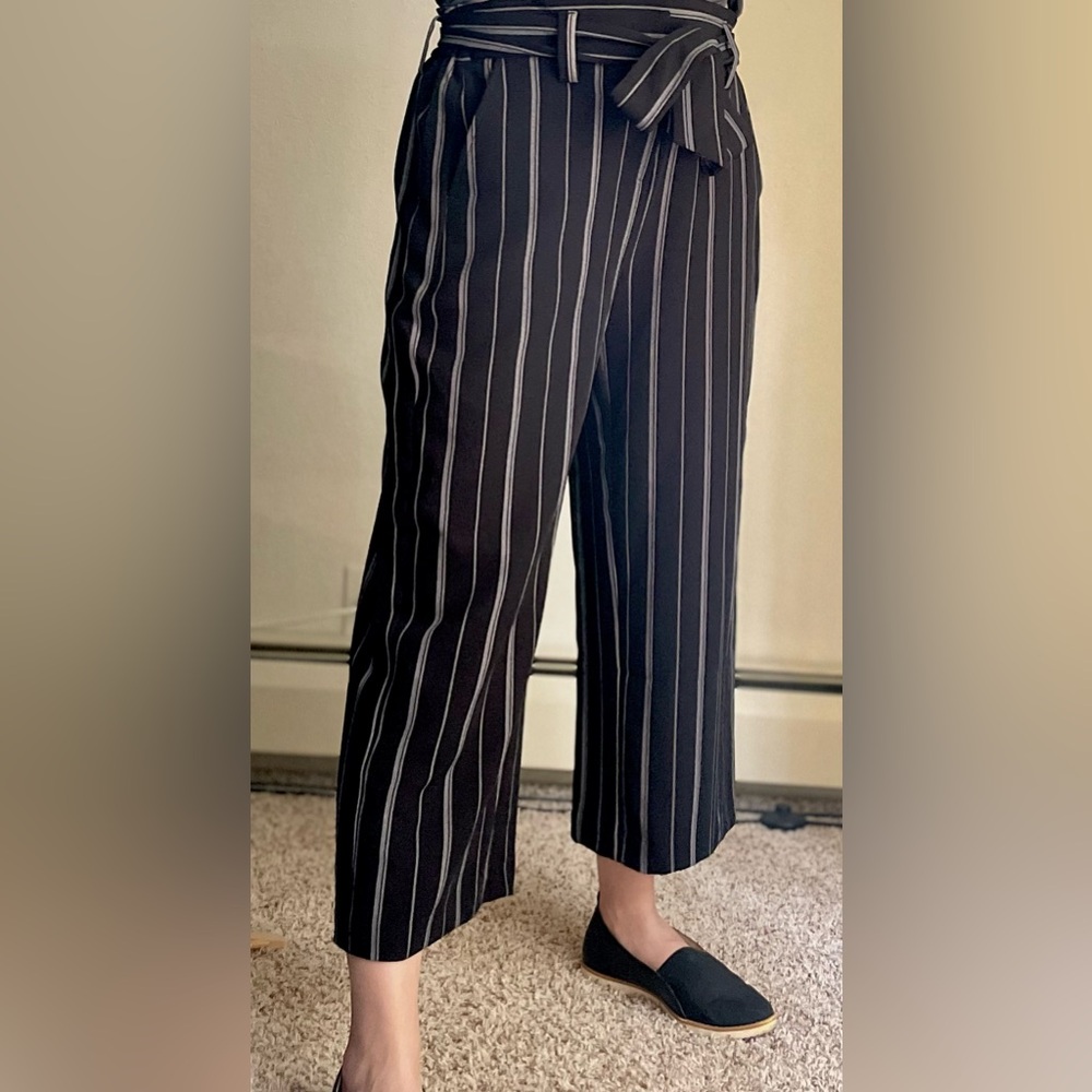 NWOT Cropped wide leg trousers with paper bag waist